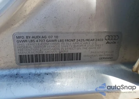 2011 Audi A4 Premium z USA, uszkodzony, nr VIN WAUAFAFL9BN008630